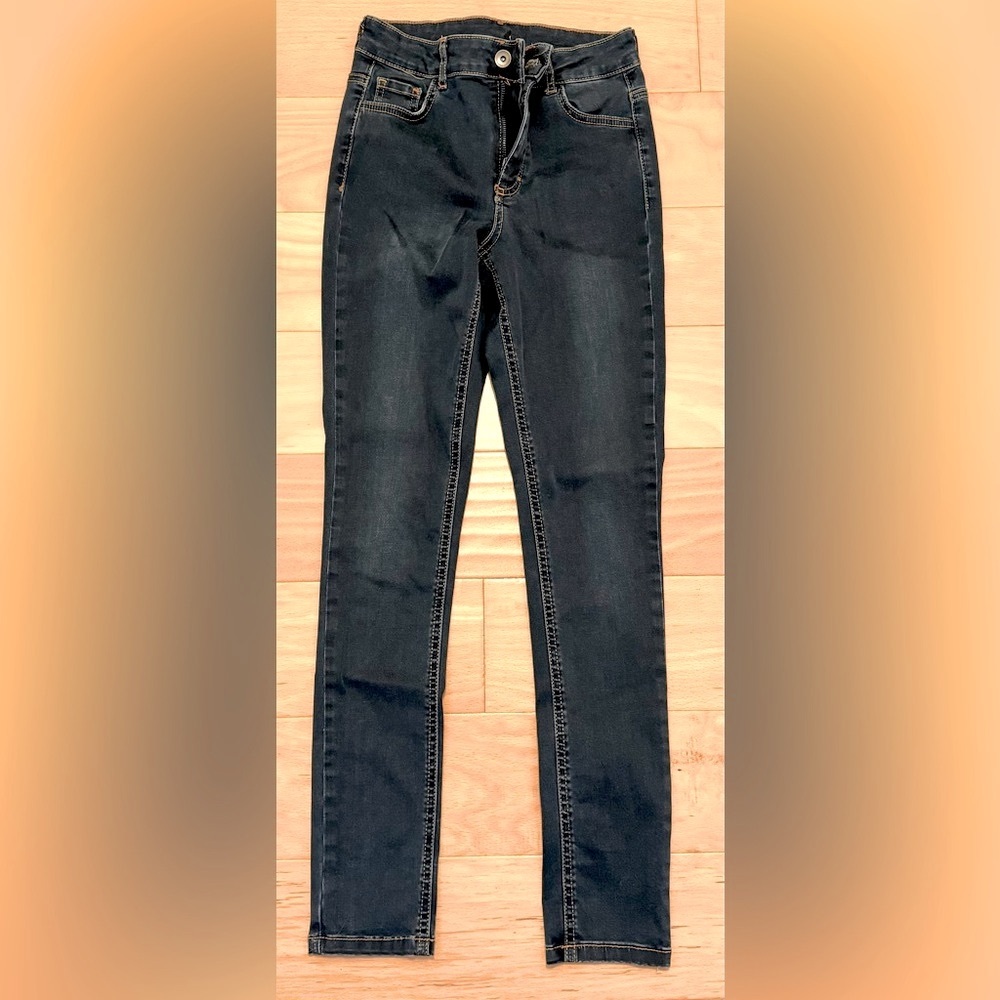 Calzedonia high waisted skinny jeans dark blue denim S front zip NWOT